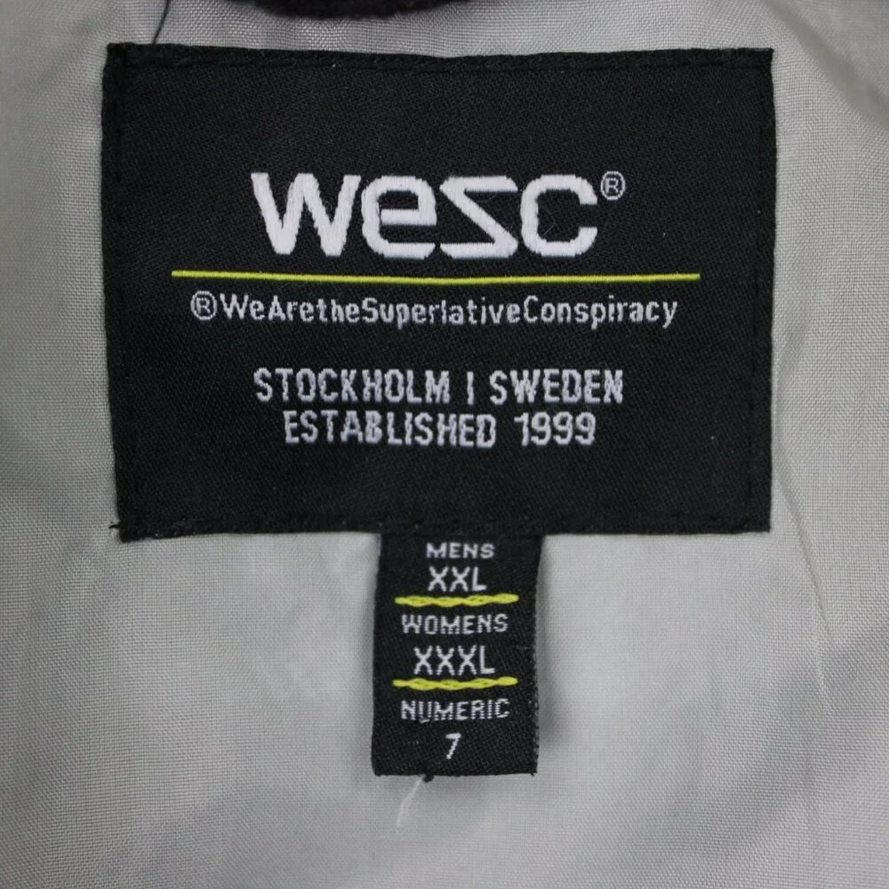 WeSC Flannel Shirt Jacket Mens 2XL Womens 3XL Blue/Brown Plaid Lined L/S Button - Picture 8 of 13